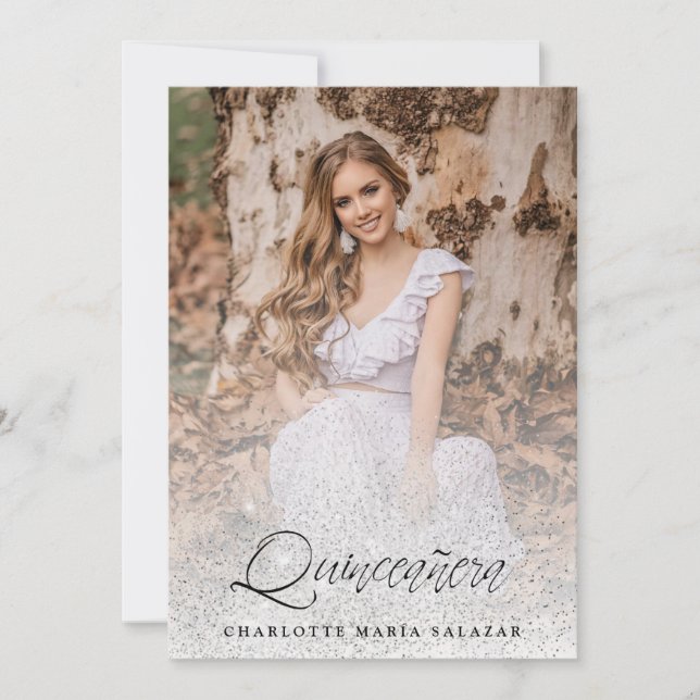 Carte Parties scintillant Tendencia Quinceañera Español  (Devant)