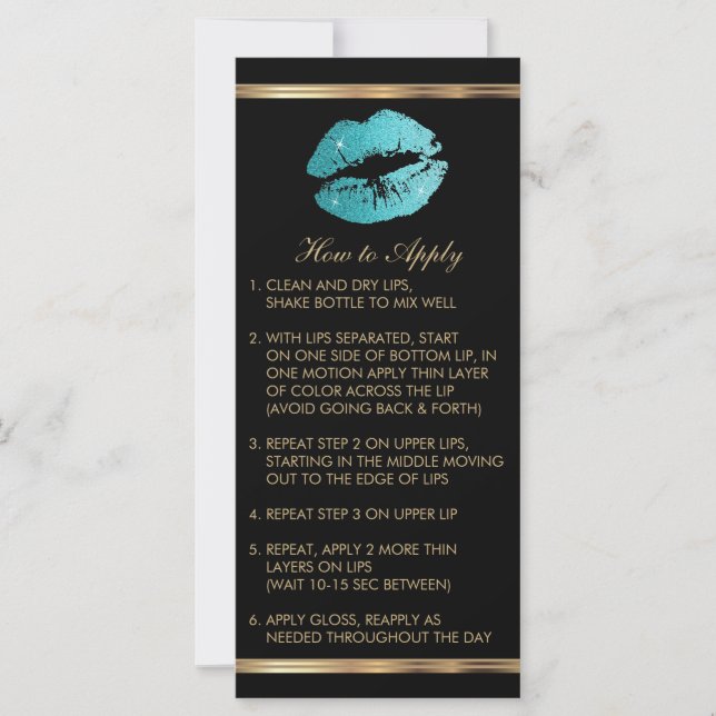 Carte Parties scintillant turquoise Lipsense Senegence I (Devant)