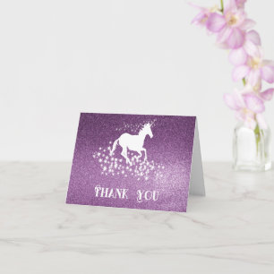 Carte Parties scintillant Unicorn et étoiles Merci Car