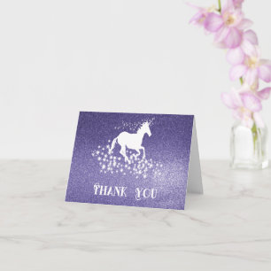 Carte Parties scintillant Unicorn et étoiles Merci   Car