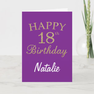 Carte Parties scintillant violet et or 18e anniversaire 