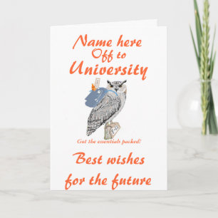 Carte Partir à l'Université Meilleurs voeux, Owl, ajoute