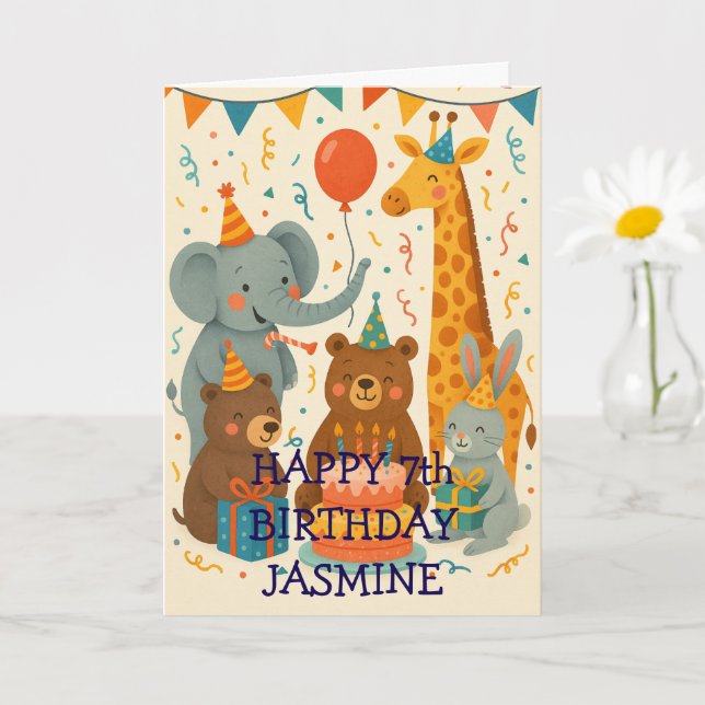 Carte Party Animals Celebrating a Birthday Custom  (Petite plante)