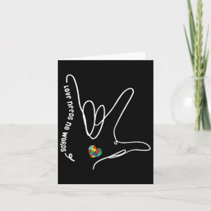 Carte Pas besoin de mots Asl Puzzle Pièce Coeur Autisme 