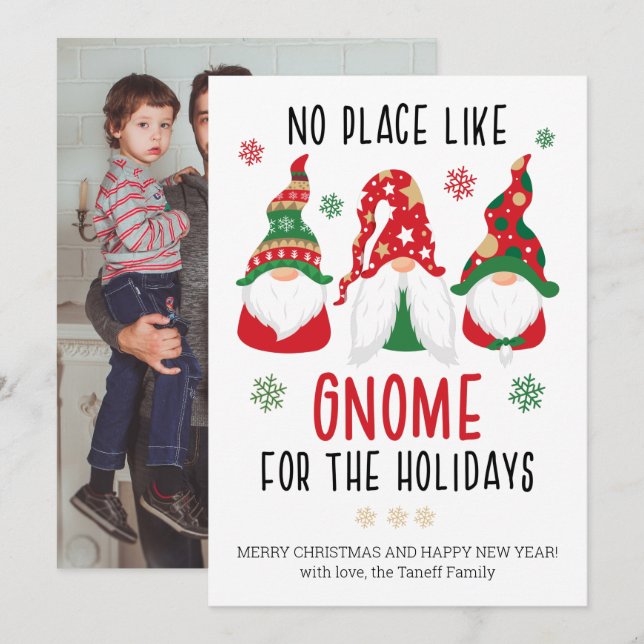 Carte Pas D'Endroit Comme Gnome Pour Les Fêtes Noël (Devant / Derrière)