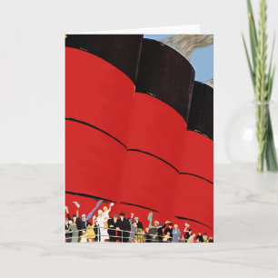 Carte Passagers de bateaux de croisière vintages saluant