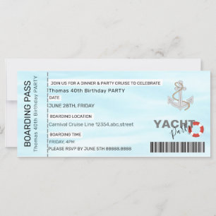 CARTE PASSE D'EMBARQUEMENT DE LA PARTIE DE BATEAU DE YAT