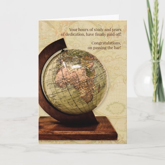 Carte Passer le barreau du droit Old World Globe (Devant)