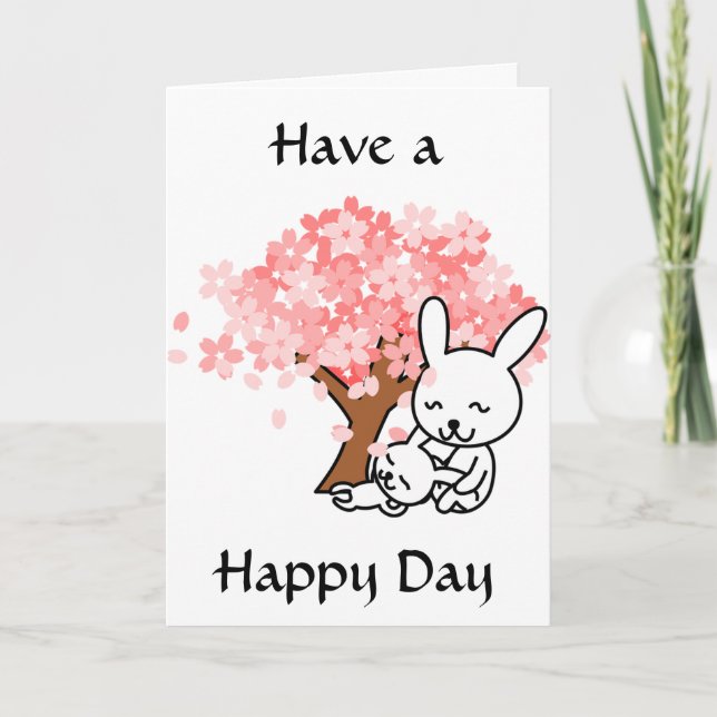 Carte Passez une bonne journée, de mignons lapins sous l (Devant)