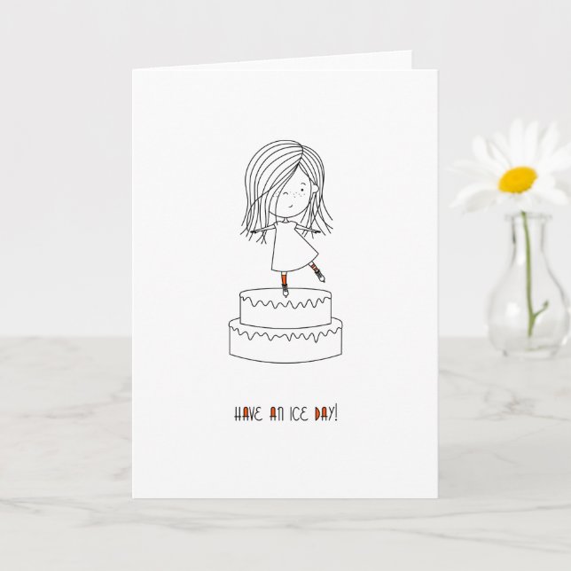 Carte Passez Une Journée De Glace ! fille de patinage mi (Petite plante)