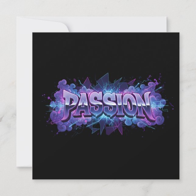 Carte Passion Cyberpunk Typography – Vibrant Modern Word (Devant)