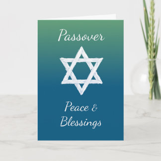 Carte Passover Peace and Blessings Star of David on Gree