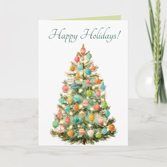 Carte Pastel Editable Arbre de Noël Joyeux Fêtes (Devant)
