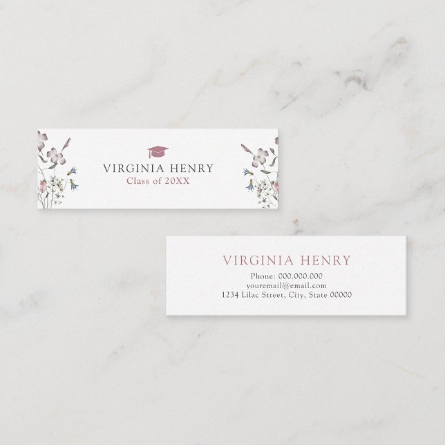 Carte Pastel Fleur sauvage Graduate Name (Pastel Wildflower Graduate Name Card by Painted Paperie)