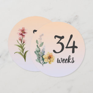 Carte Pastel Floral 34-35 Semaines Pregnancy Milestone C
