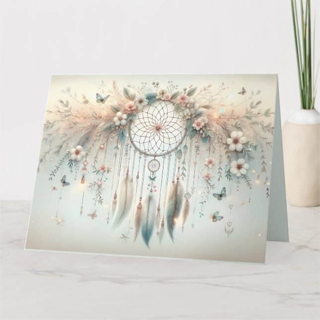 Carte Pastel Floral Butterfly Dreamcatcher (Devant)