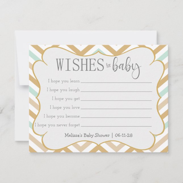 Carte Pastel Gold et Green Zig Zag voeux bébé (Devant)