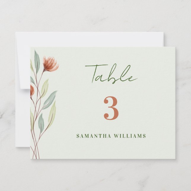 Carte Pastel Green-Escort aux fleurs d'aquarelle (Devant)