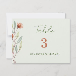 Carte Pastel Green-Escort aux fleurs d'aquarelle