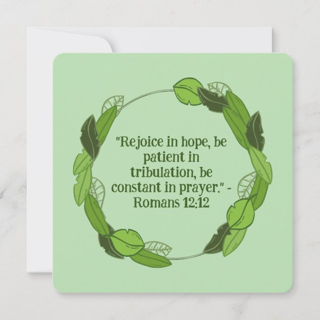 Carte Pastel Green Leaf Floral Wreath Religion Blank (Devant)