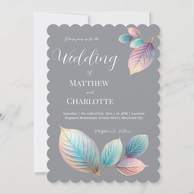 Carte Pastel Iridescente Feuille Mariage Dreamy Pastels (Devant)