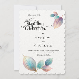 Carte Pastel Iridescente Feuille Mariage Dreamy Pastels