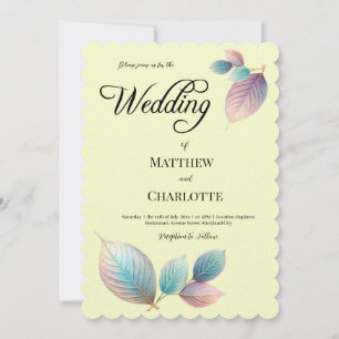 Carte Pastel Iridescente Feuille Mariage Dreamy Pastels