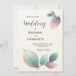 Carte Pastel Iridescente Feuille Mariage Dreamy Pastels