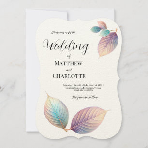 Carte Pastel Iridescente Feuille Mariage Dreamy Pastels