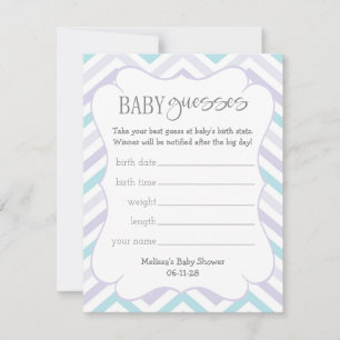 Carte Pastel Lavender et Aqua Zig Zag Baby Guesses