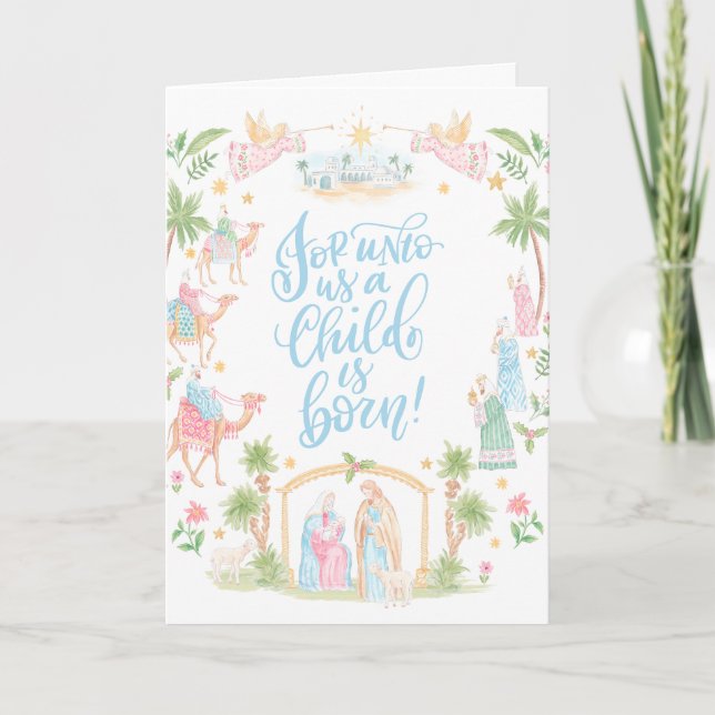 Carte Pastel Nativity Folded Photo Card (Devant)