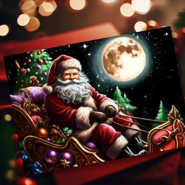 Carte Pastel Noël Fête Santa Claus Sleigh (Créateur téléchargé)