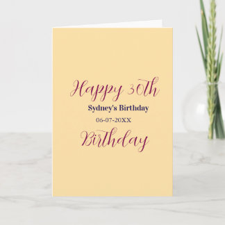 Carte Pastel orange happy 30th birthday name date purple