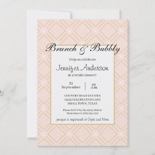 Carte Pastel Peach et Gold Geometry Bridal Brunch