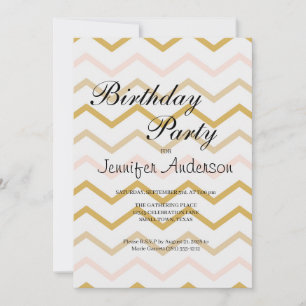 Carte Pastel Peach et Gold Zig Zag