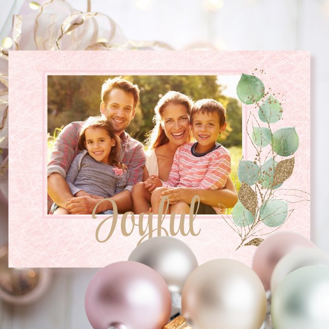Carte Pastel Pink Airy Traditionnel Style Photo Famille (Créateur téléchargé)