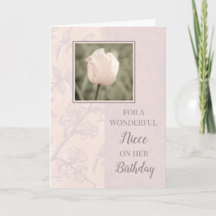 Carte Pastel Pink Tulips Niece Anniversaire