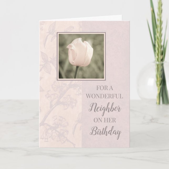 Carte Pastel Pink Tulips Voisin Anniversaire (Devant)