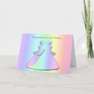 Carte Pastel Pride Lesbian Mariage Card pour les mariées