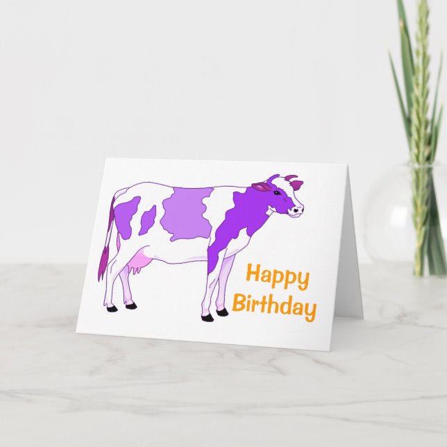 Carte Pastel Purple Cow Anniversaire (Devant)
