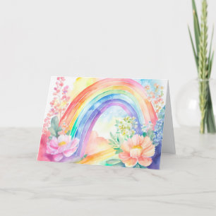 Carte Pastel Rainbow Watercolor Florale Note
