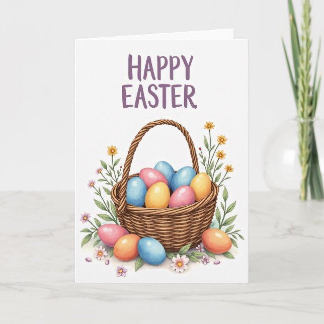 Carte Pastel Spring Eggs Basket Card (Devant)