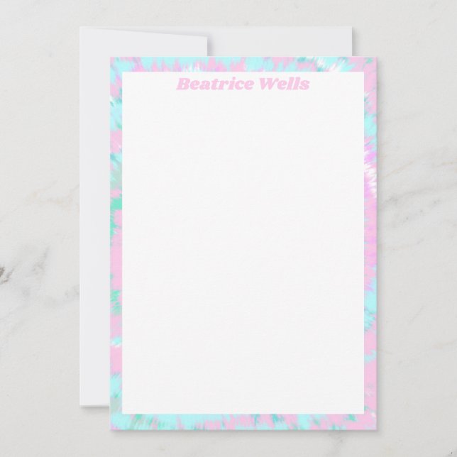 Carte Pastel Tie Dye Motif Pink Aqua Mint Green (Devant)