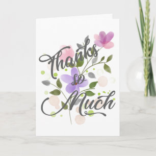 Carte Pastel Watercolor Flowers Merci beaucoup