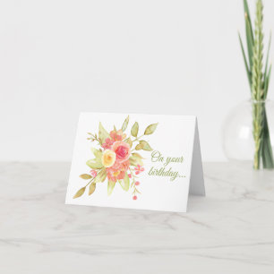 Carte Pastel Watercolor Rose Bouquet Anniversaire