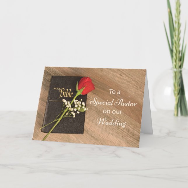 Carte Pasteur catholique Merci pour la Bible Mariage et  (Devant)