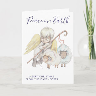 Carte Pasteur de Noël Ange avec Mouton Vacances