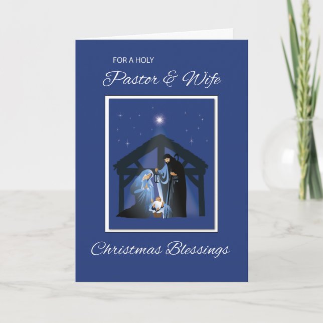 Carte Pasteur et femme maître des bénédictions de Noël e (Devant)