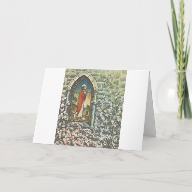 Carte Pasteur vintage Anniversaire (Devant)