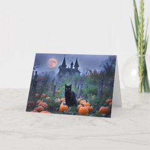 Carte Patch de Citrouille de chat noir Halloween